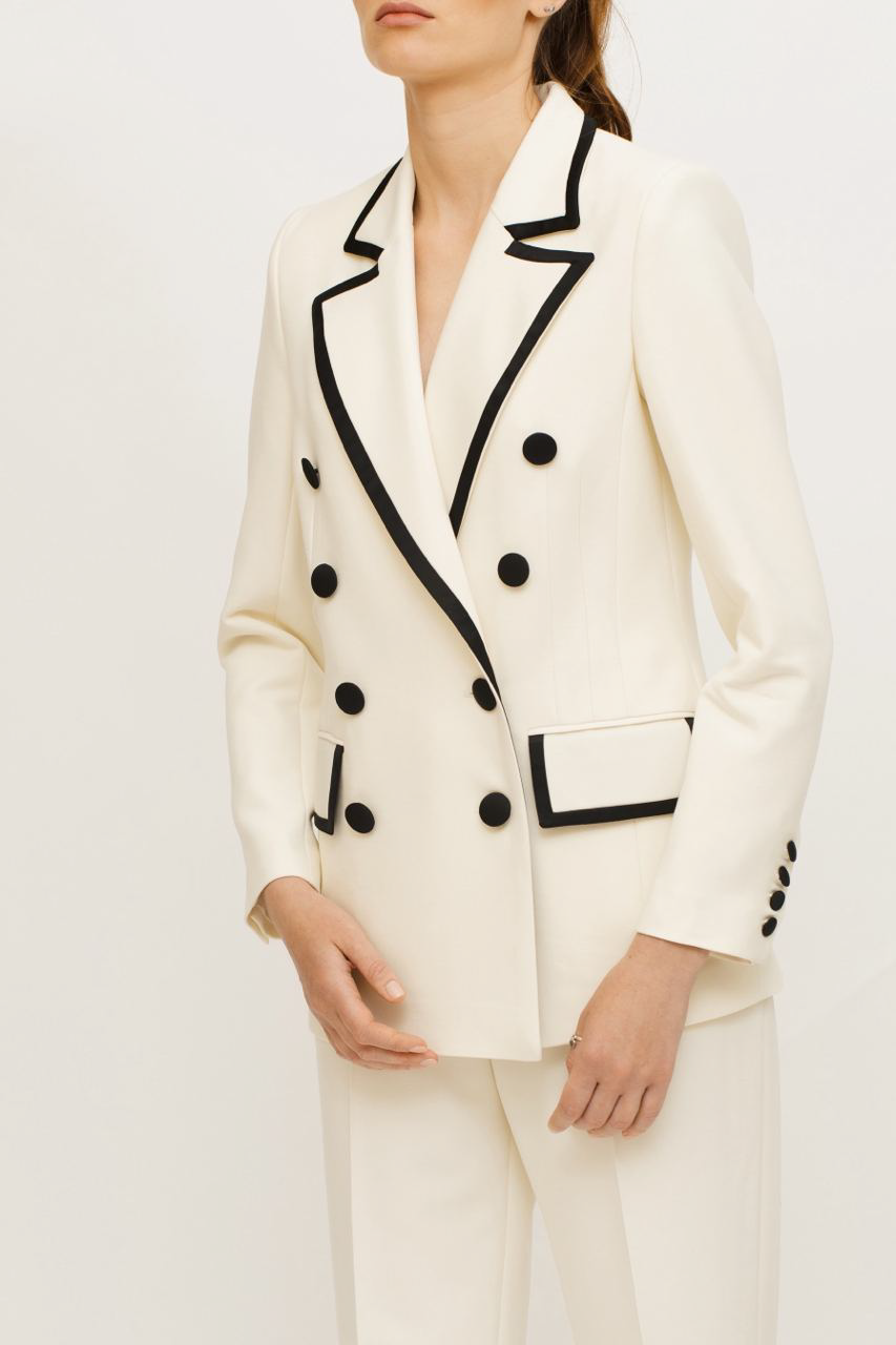 White suit with black details